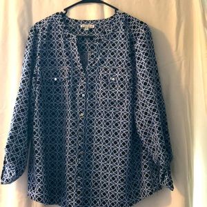Blue black polkadotted shirt